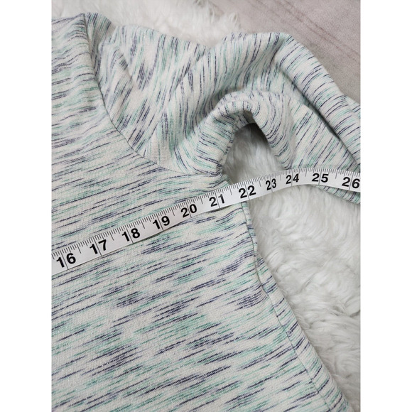 T By Talbots Womens Green Blue Metallic Pullover Side Buttons Sweater Size XL - Picture 5 of 6